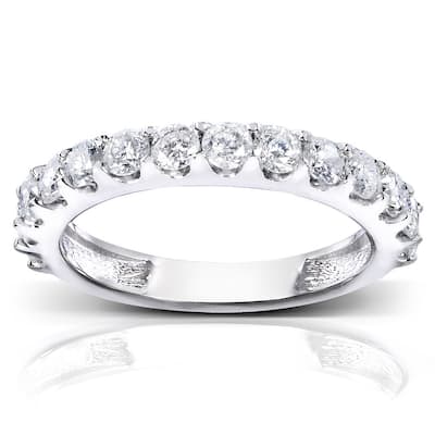 Kobelli 1 Carat Natural Diamond Solid 14k Gold 3mm Half Eternity Lorraine Ring