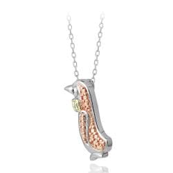 DB Designs Tri color Sterling Silver Red Diamond Penguin Necklace DB Designs Diamond Necklaces