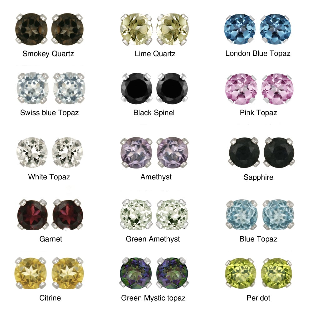 Glitzy Rocks Sterling Silver Gemstone 6-mm Stud Earrings - 14530543 ...