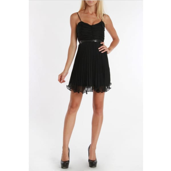 24/7 Frenzy Juniors Black Accordion Pleat Dress   14530567  