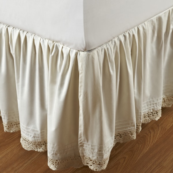 Greenland Home Fashions White Crochet Lace 18 inch Drop Bedskirt