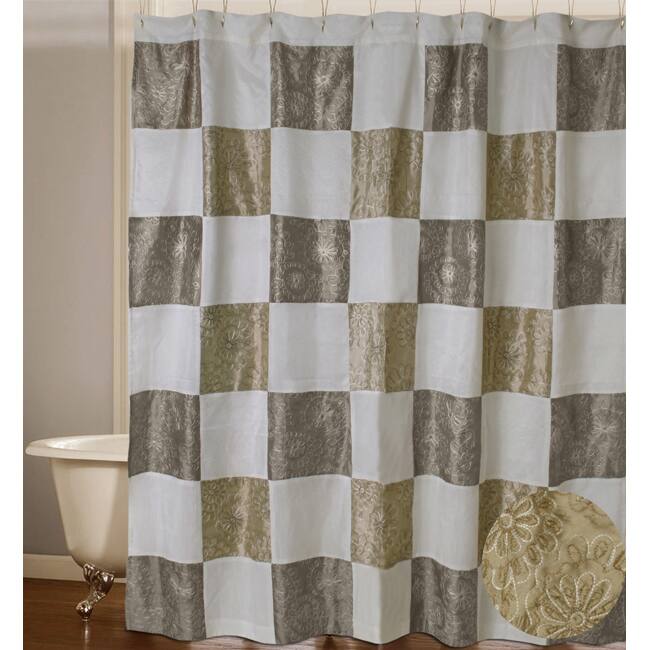 Jovi Home Enchanted Embroidered Squares Shower Curtain