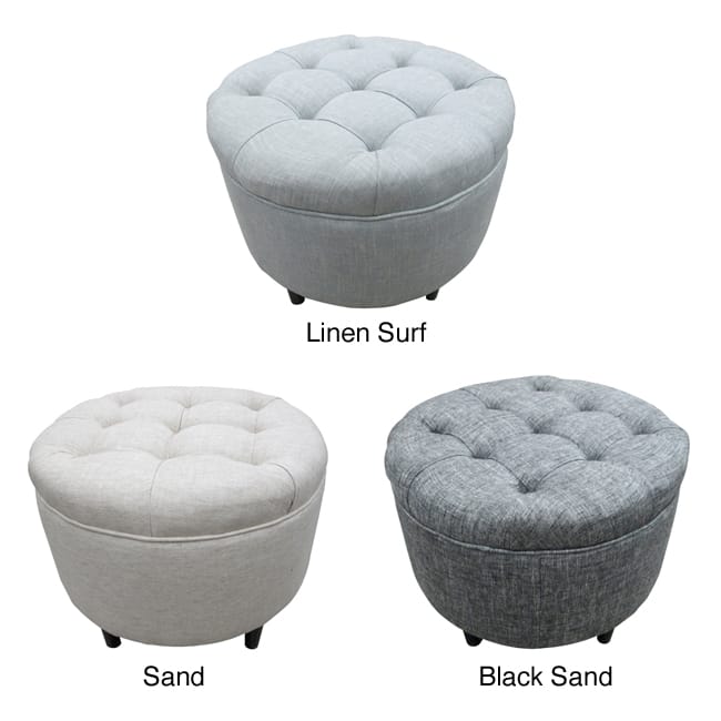 Sole Designs Round Button Tufted Ottoman
