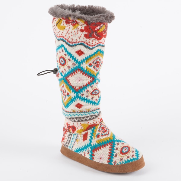 Muk Luks BoHo Wanderlust Stripe Round toe Tina Toggle Slipper Boot Muk Luks Slippers