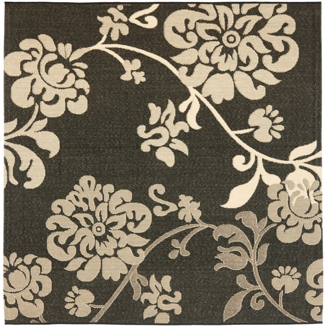 Poolside Black/ Natural Indoor Outdoor Rug (67 Square)