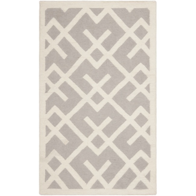 Moroccan Dhurrie Gray/ivory Wool Area Rug (3 X 5)