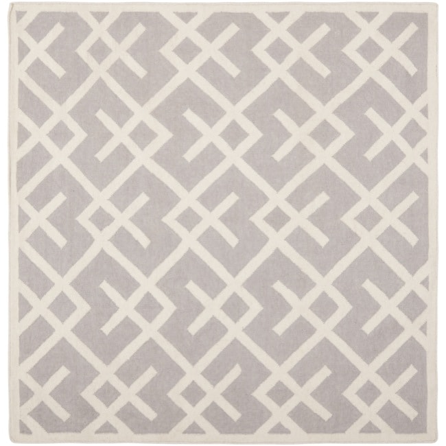 Transitional Moroccan Dhurrie Gray/ivory Wool Rug (6 Square)