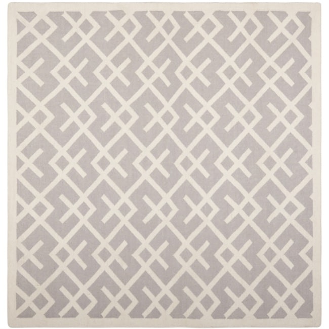 Handwoven Moroccan Dhurrie Gray/ivory Wool Rug (8 Square)