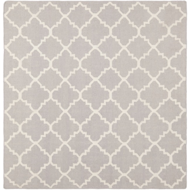 Moroccan Dhurrie Gray/ivory Pure Wool Rug (8 Square)