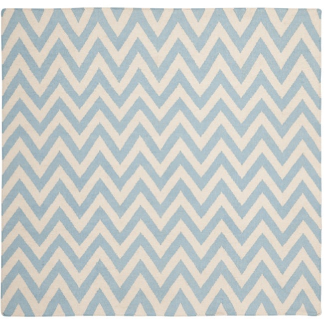 Safavieh Hand woven Moroccan Dhurrie Chevron Blue/ Ivory Wool Rug (6 Square)