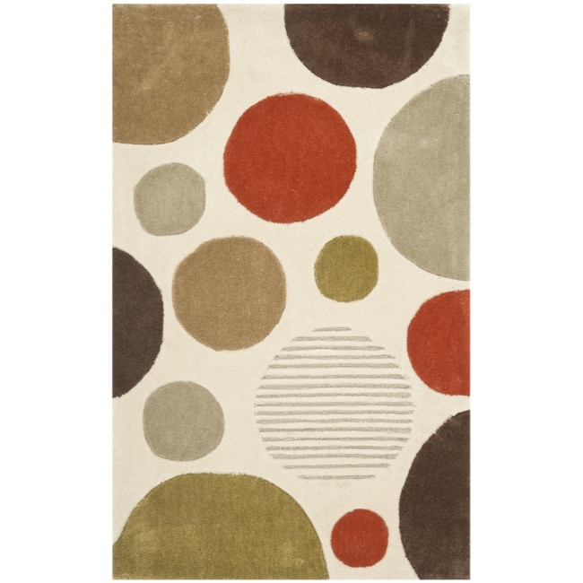 Handmade Avant garde Bubbles Ivory Rug (26 X 4)