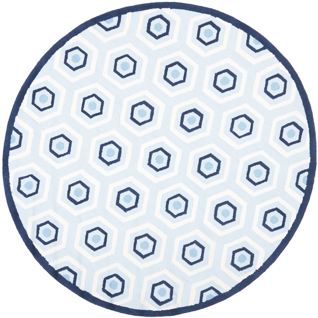 Handmade Childrens Hexagon Light Blue Wool Rug (6 Round)