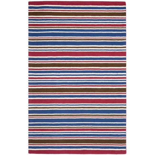 Handmade Childrens Stripes New Zealand Wool Rug (5 X 8)