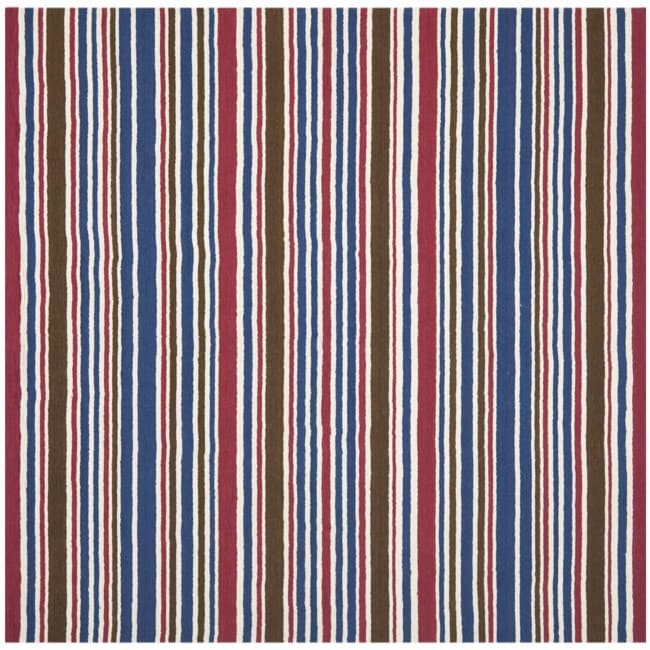 Handmade Childrens Stripes New Zealand Wool Rug (7 Square)