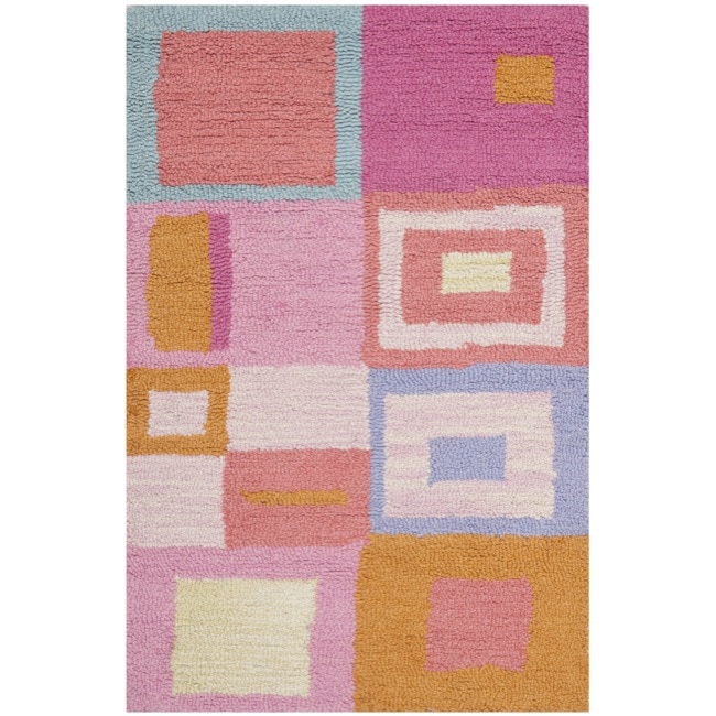 Handmade Childrens Squares New Zealand Wool Rug (3 X 5)