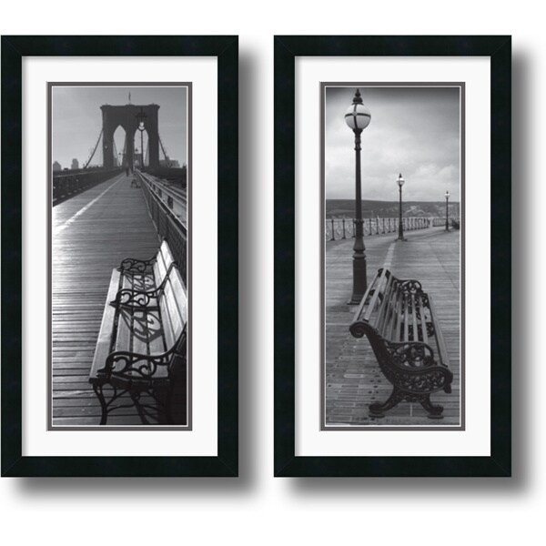 Shop Framed Art Print 'Benches set of 2' 14 x 26inch Each Free