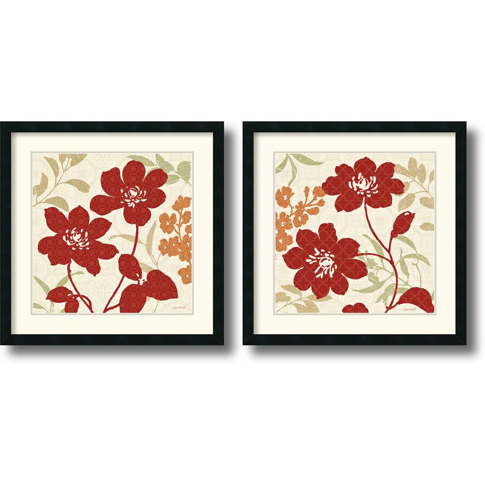 Lisa Audit 'Floral Shadows' Large Framed Art Print Set