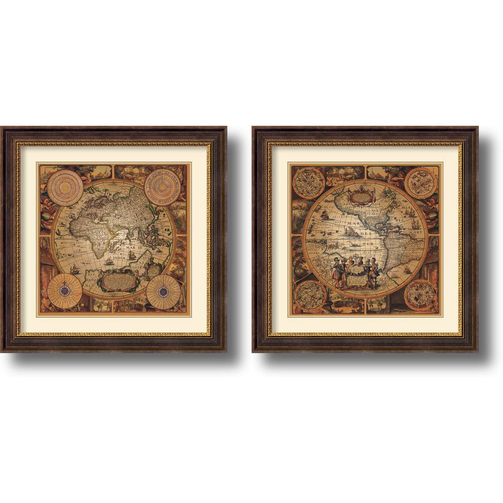 Max Besjana 'Cartographica' Framed Art Print Set