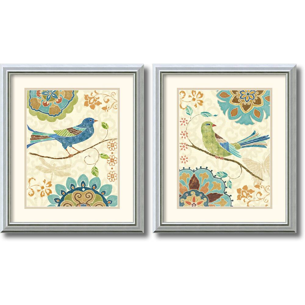 Framed Art Print 'Eastern Tale Birds - set of 2' by Daphne Brissonnet 17 x 20-inch Each