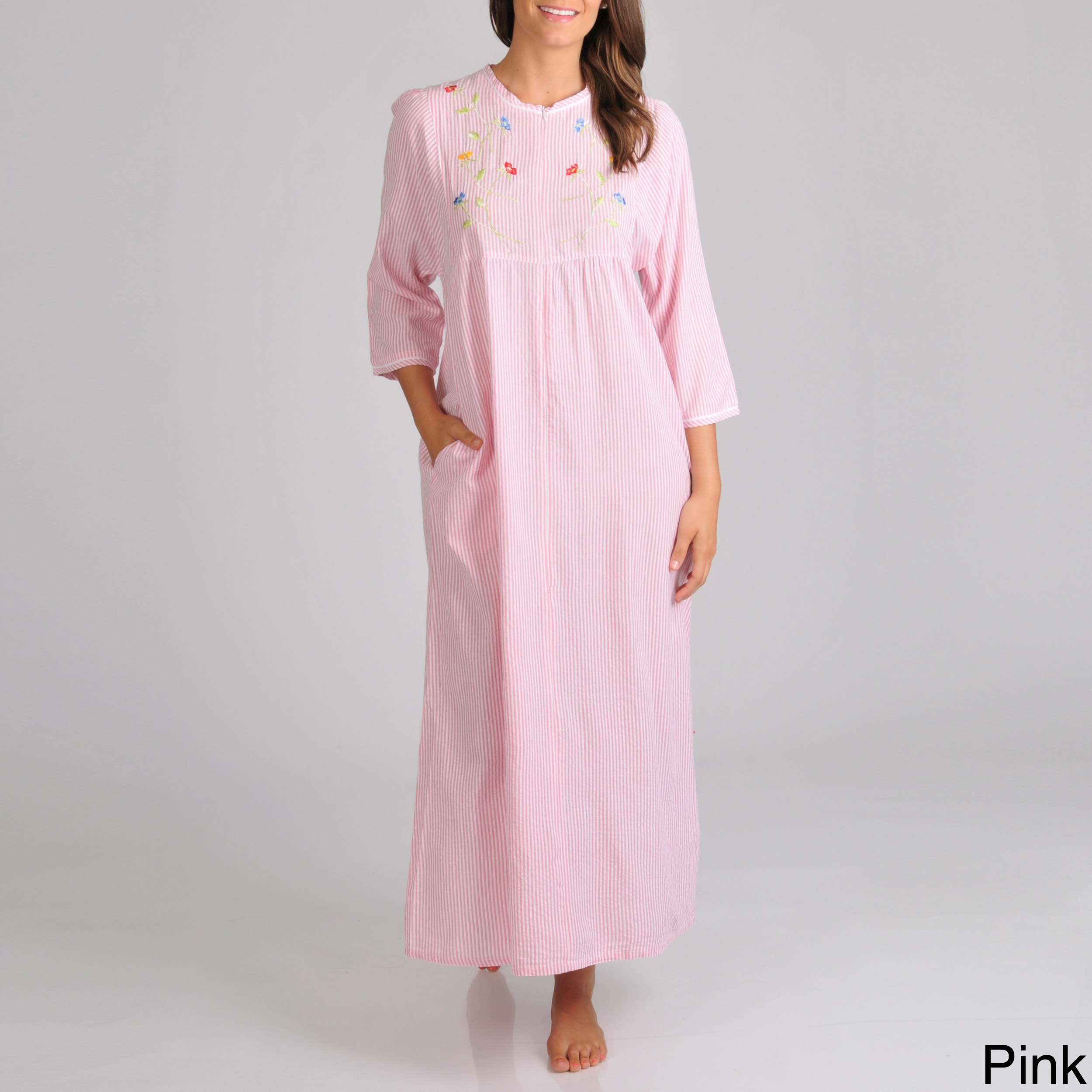 La Cera Womens Seersucker Robe