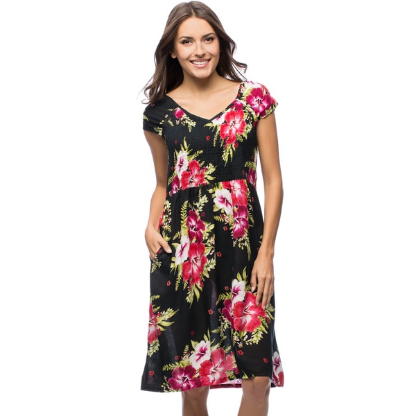 La Cera Women's Smocked-Bodice Sleeveless Floral Sundress - On Sale ...