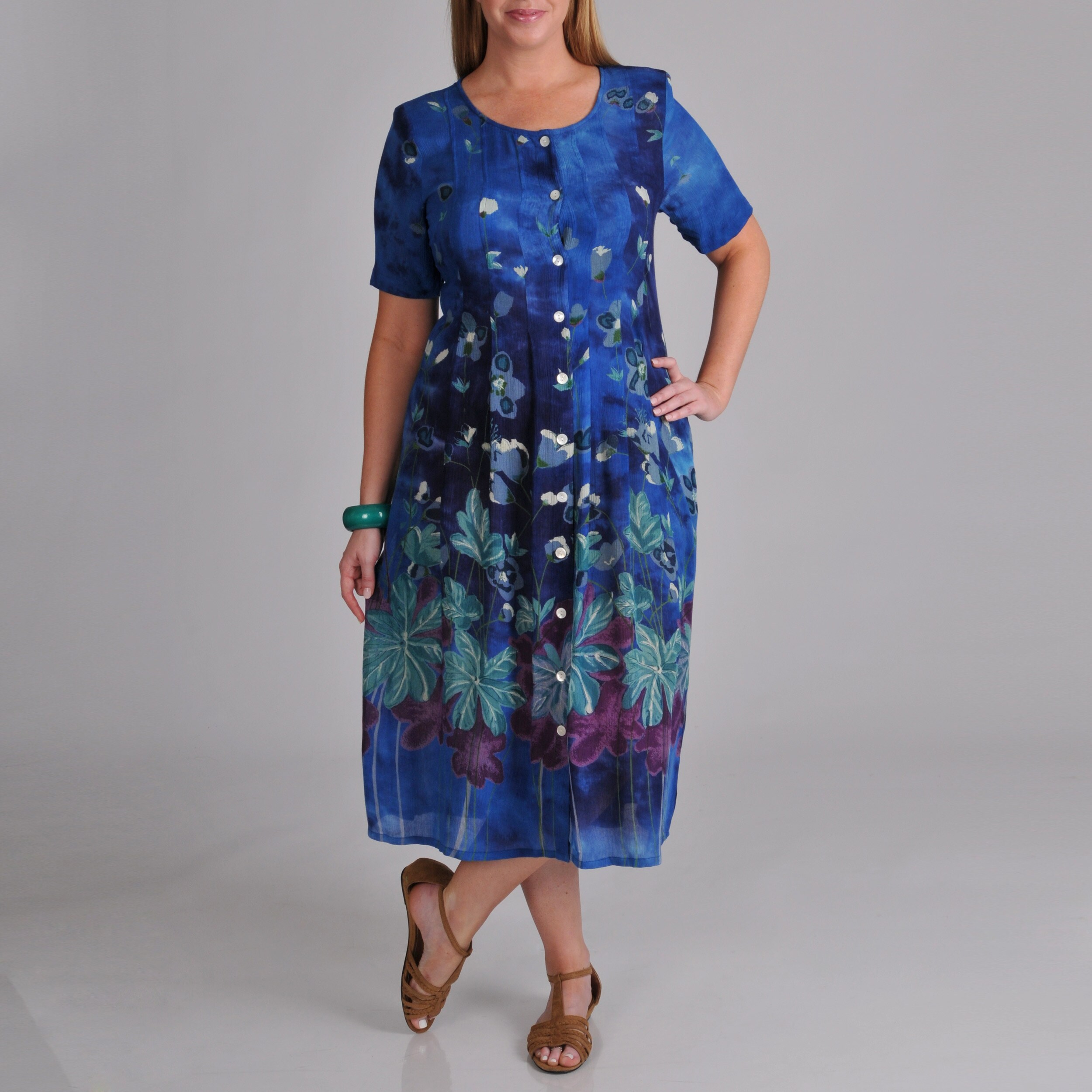 La Cera Women's Plus Border Print Pleated Dress - Overstock Shopping ...