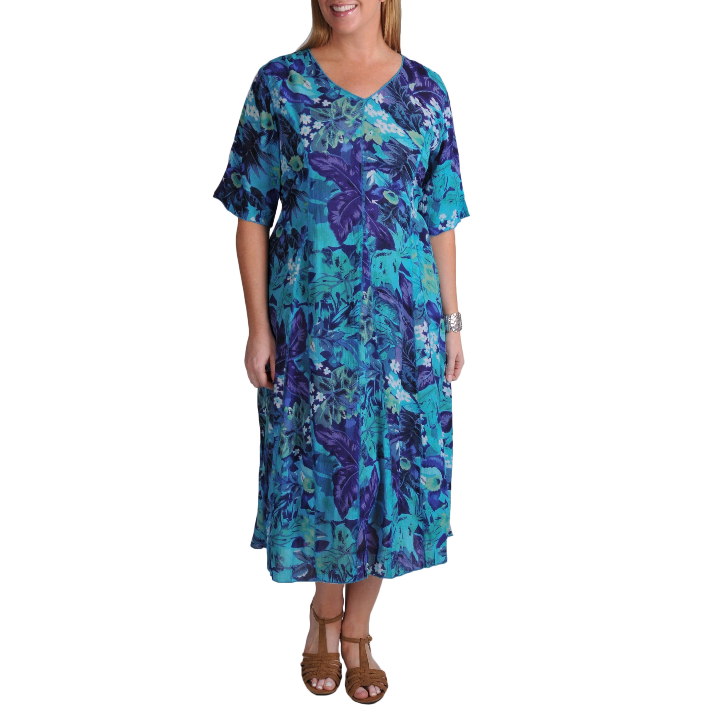 Shop La Cera Women's Plus Floral Short Sleeve Dress - Free Shipping ...