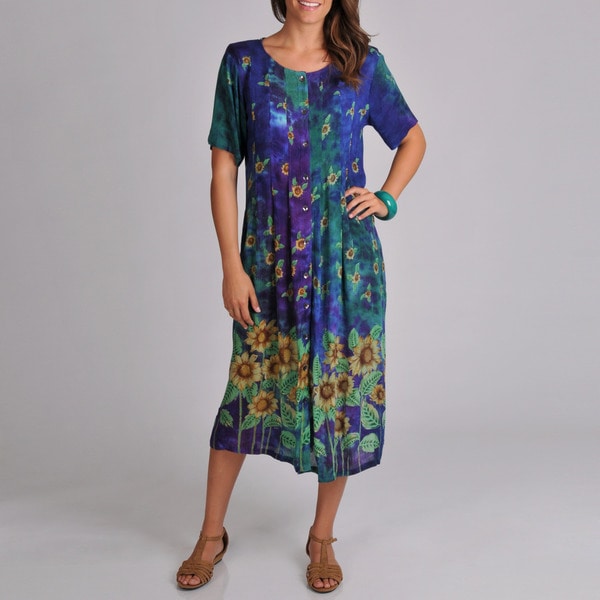 La Cera Women's Sunflower Pleat Button Front Dress - 14531384 ...