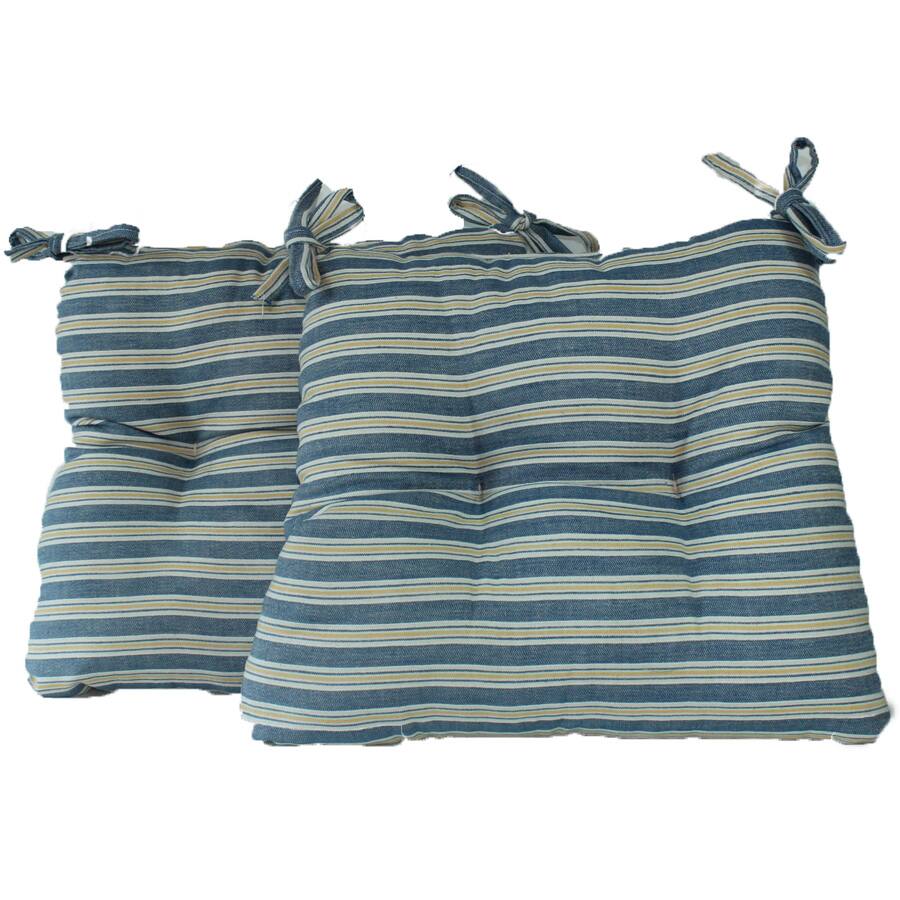 Royal Stripe Chambray Chair Pads Cushion (Set of 2)