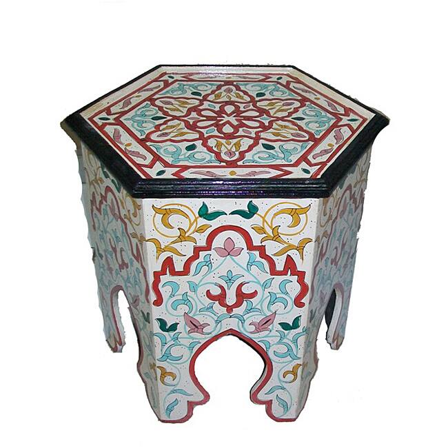 Handmade Hand-painted Arabesque II Wooden End Table (Morocco)