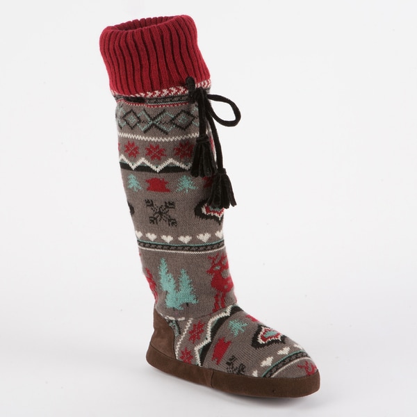 Muk Luks 'Angie' Women's Retro Nordic Knee-high Slipper Sock ...