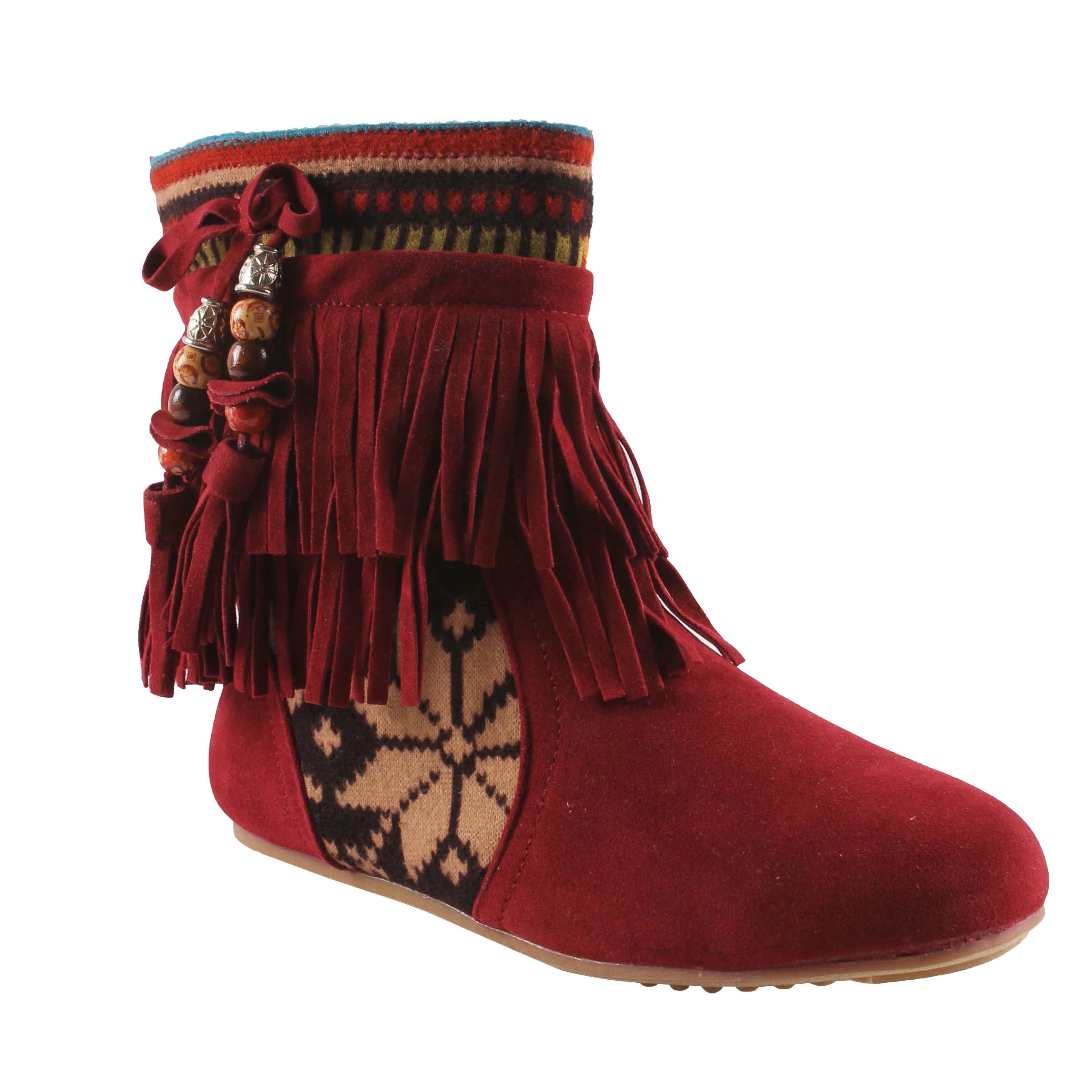 Refresh by Beston Womens Mini 03 Wine Fringe Boots Today $50.29