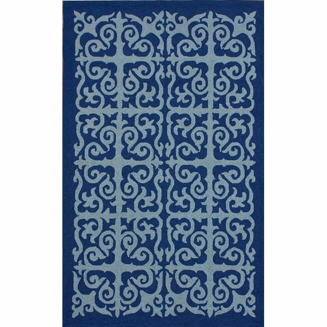 Handmade San Miguel Blue Indoor/ Outdoor Rug (8 X 10)