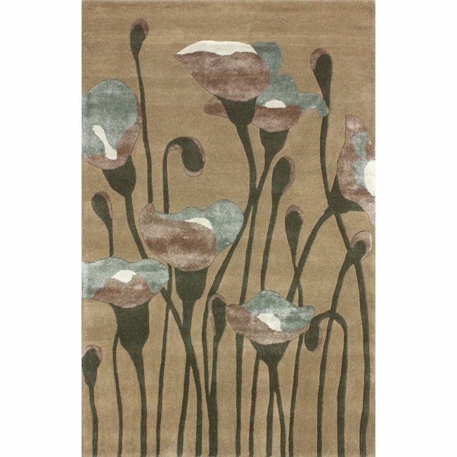 Nuloom Handmade Floral Natural Faux Silk/ Wool Rug (76 X 96) (GreenStyle ContemporaryPattern FloralTip We recommend the use of a non skid pad to keep the rug in place on smooth surfaces.All rug sizes are approximate. Due to the difference of monitor co