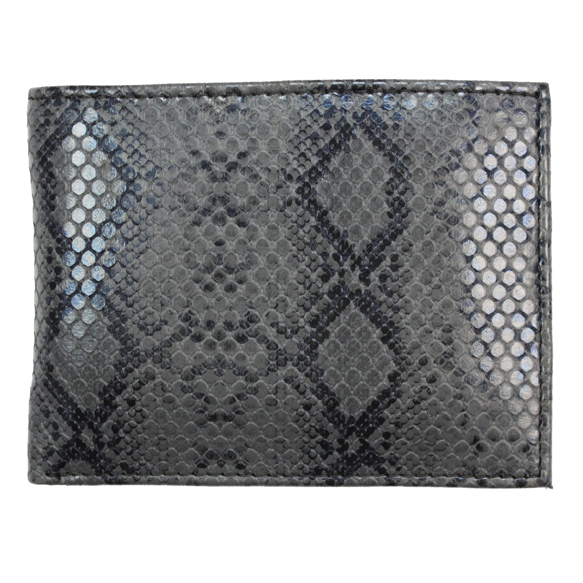 Mens Black Python embossed Leather Bi fold Wallet