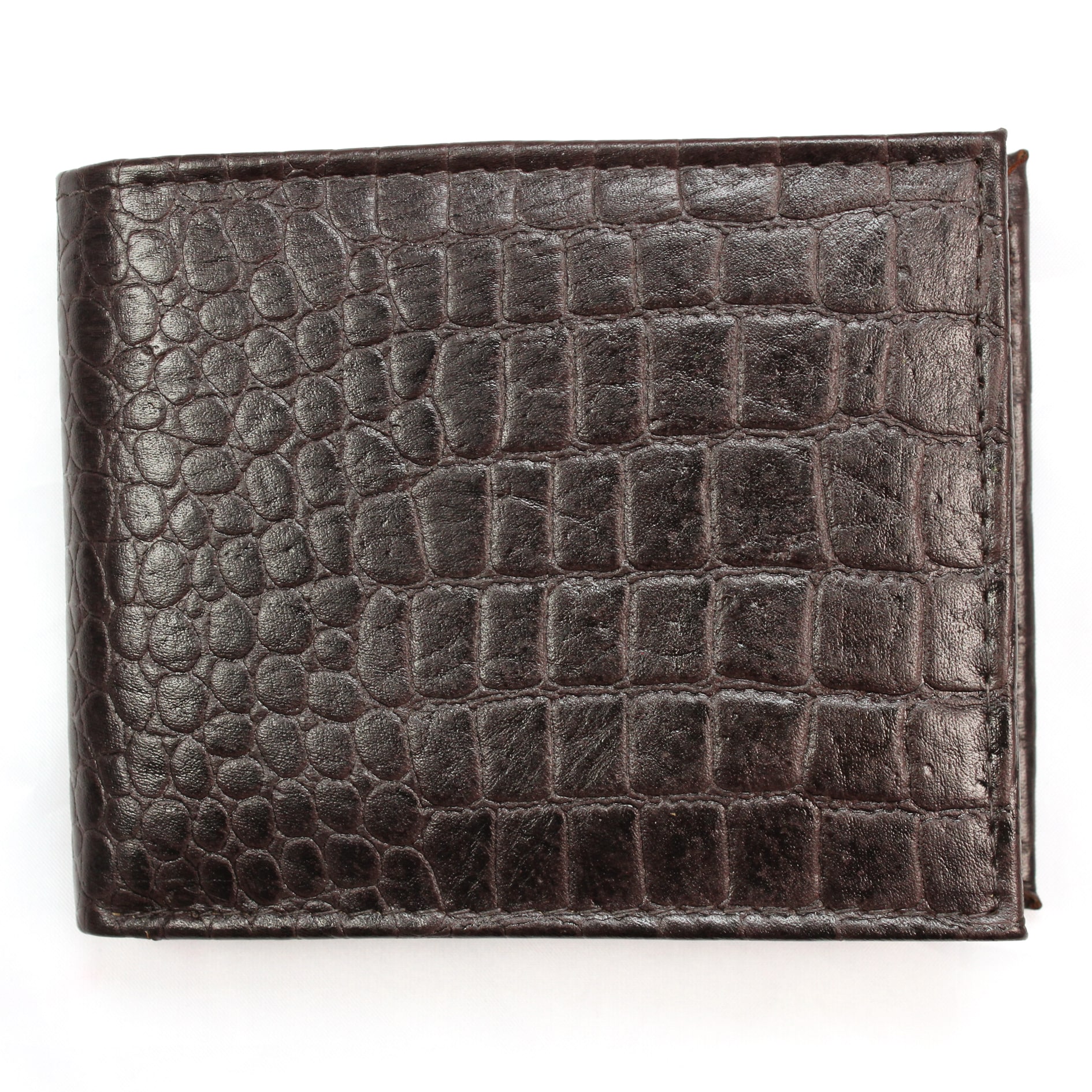 Shop Men's Brown Crocembossed Leather Bifold Wallet Free Shipping