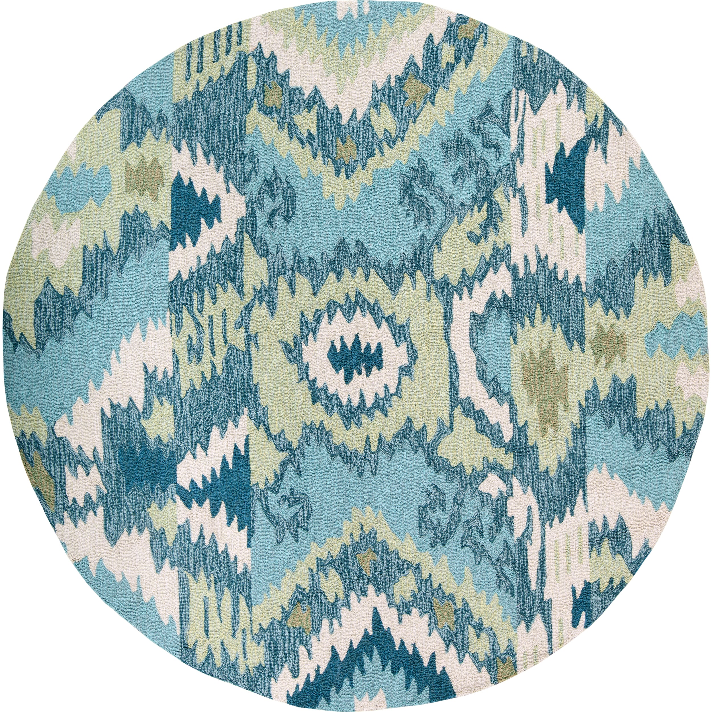 Hand hooked Danville Teal Rug (3 Round)