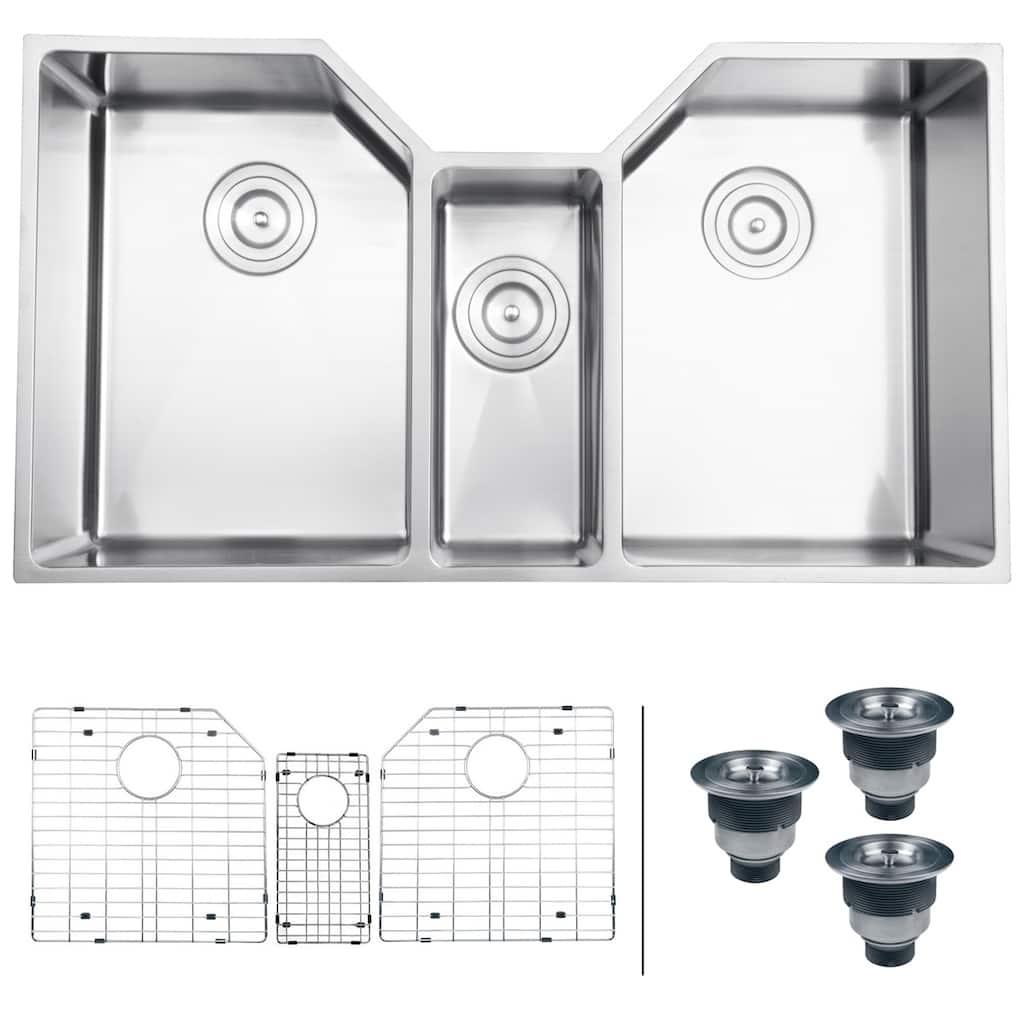 Ruvati 35" Triple Bowl Undermount 16 Gauge Stainless Steel Kitchen Sink - RVH8500 - 35 x 19.625