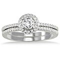 Marquee Jewels 10k White Gold 5/8ct TDW Diamond Halo Bridal Ring Set (I-J, I1-I2)