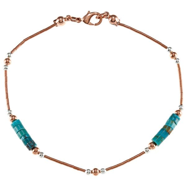 Southwest Moon Liquid Copper Turquoise Heishi Station 7.5 inch Bracelet Southwest Moon Gemstone Bracelets