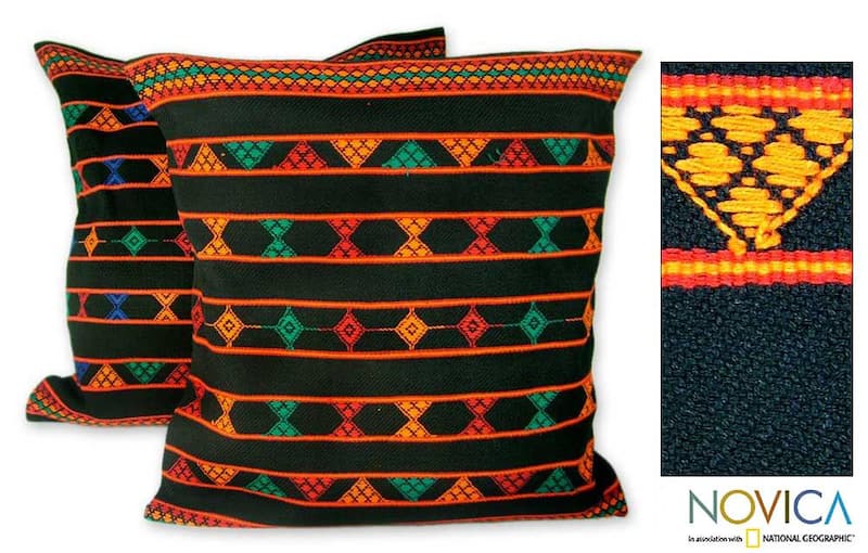 Set of 2 Cotton 'Summer Jazz' Cushion Covers (India)