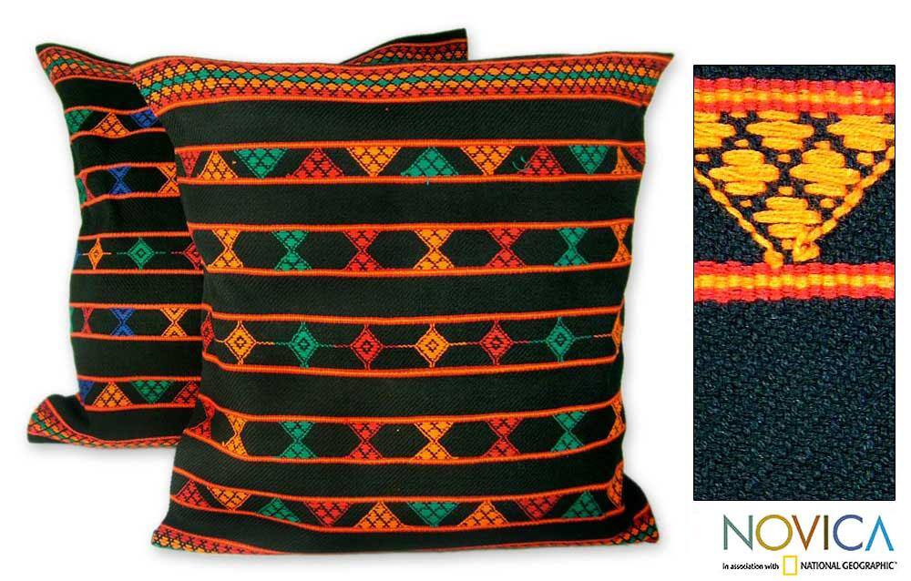 Set of 2 Cotton 'Summer Jazz' Cushion Covers (India)
