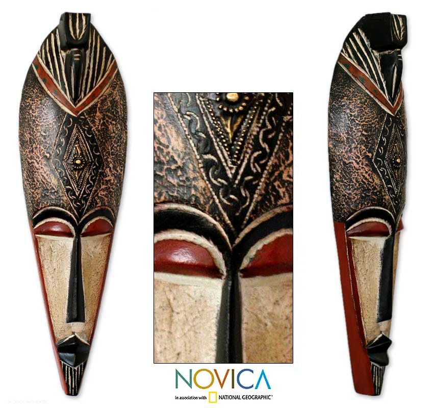 Sese Wood 'Spirit World Protection' Ghanaian African Mask (Ghana)