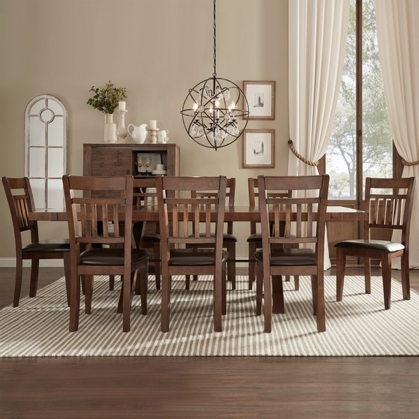 TRIBECCA HOME Inverness Warm Oak Turnbuckle 9 piece Mission Dining Set