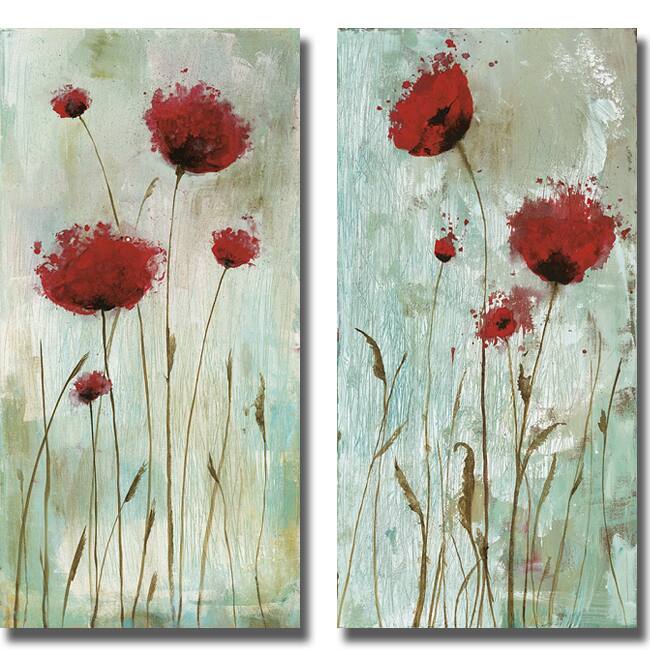 Catherine Brink 'Splash Poppies I and II' 2-piece Canvas Art Set