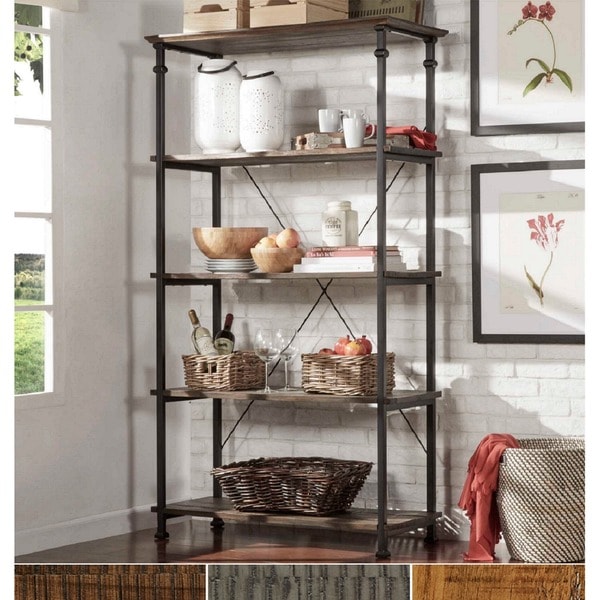 Myra Vintage Industrial Modern Rustic 40-inch Bookcase by iNSPIRE Q Classic