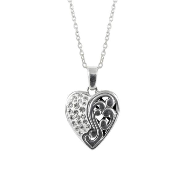 Sunstone Sterling Silver Crystal Bali Bling Filigree Pave Heart