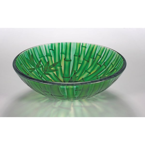 Bamboo-inspired Glass Bowl Vessel Bathroom Sink