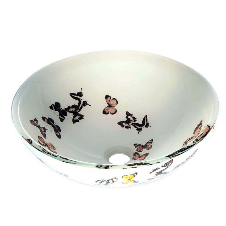 Butterfly Glass Bowl Vessel Bathroom Sink