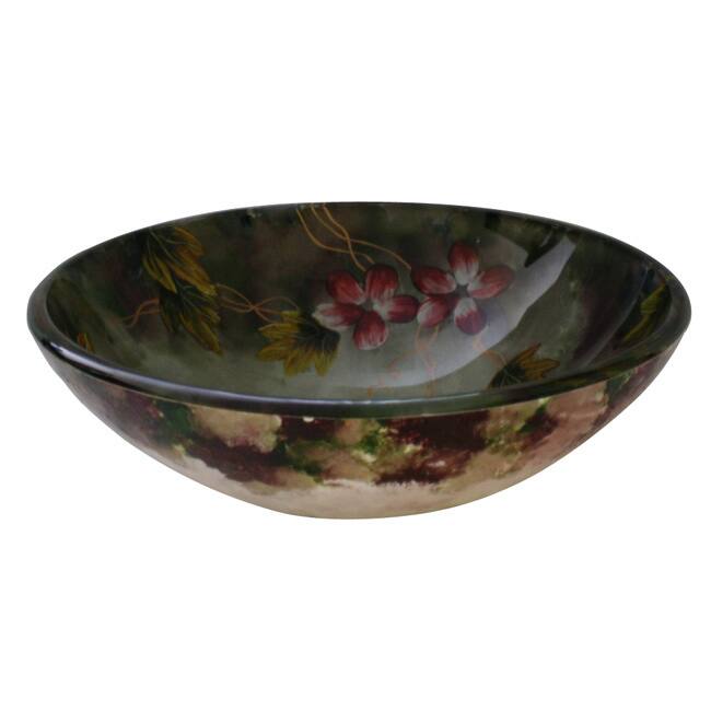 Floral Glass Bowl Vessel Bathroom Sink